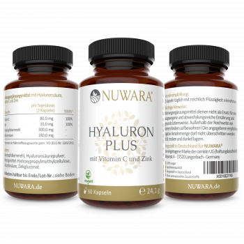NUWARA Hyaluronsäure Plus hochdosiert – 60 Kapseln